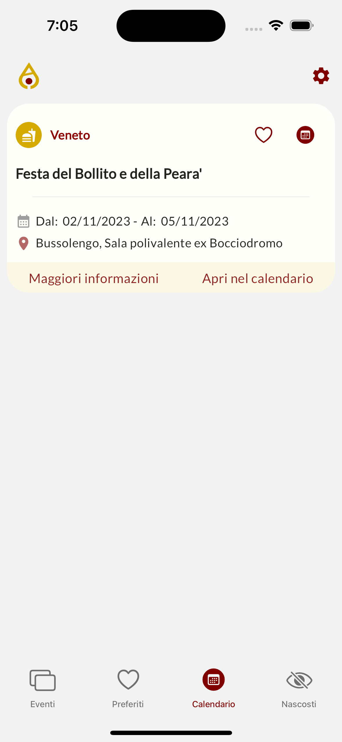 Visualizza eventi in calendario